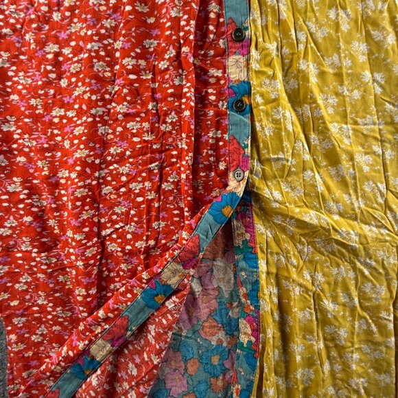 Natural Life Floral Button Up Dress Large Colorful Boho Long Sleeve Rayon Women - Picture 12 of 14